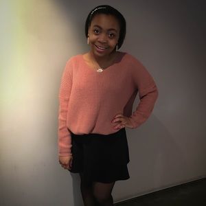 Dusty Rose Back Lace-Up Sweater